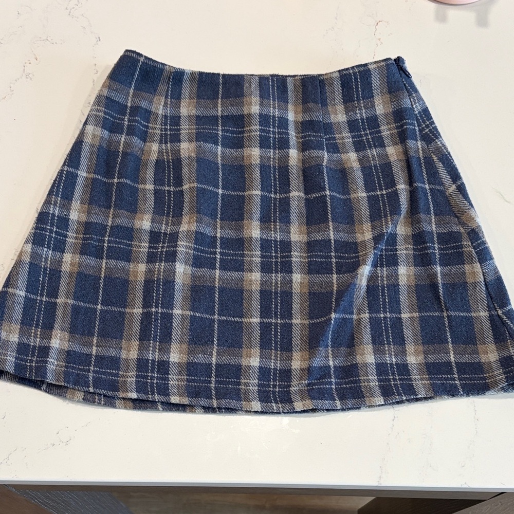 Princess Polly Blue and Gray Plaid Mini Skirt